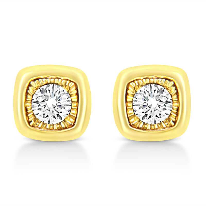 Bids.com 10K Yellow Gold Plated .925 Sterling Silver 1/10 Cttw Miracle-Set Diamond Circle Shape Stud Earrings (K-L Color, I2-I3 Clarity) Earrings White Smoke Yellow.Sterling Silver / 0.1 / Cushion Shape