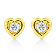 Bids.com 10K Yellow Gold Plated .925 Sterling Silver 1/10 Cttw Miracle-Set Diamond Circle Shape Stud Earrings (K-L Color, I2-I3 Clarity) Earrings White Smoke Yellow.Sterling Silver / 0.1 / Heart Shape