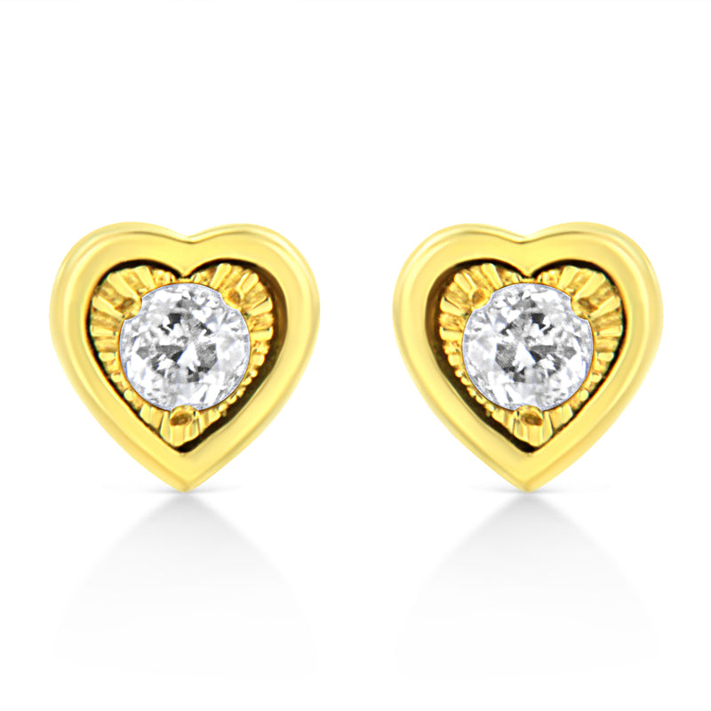 Bids.com 10K Yellow Gold Plated .925 Sterling Silver 1/10 Cttw Miracle-Set Diamond Circle Shape Stud Earrings (K-L Color, I2-I3 Clarity) Earrings White Smoke Yellow.Sterling Silver / 0.1 / Heart Shape