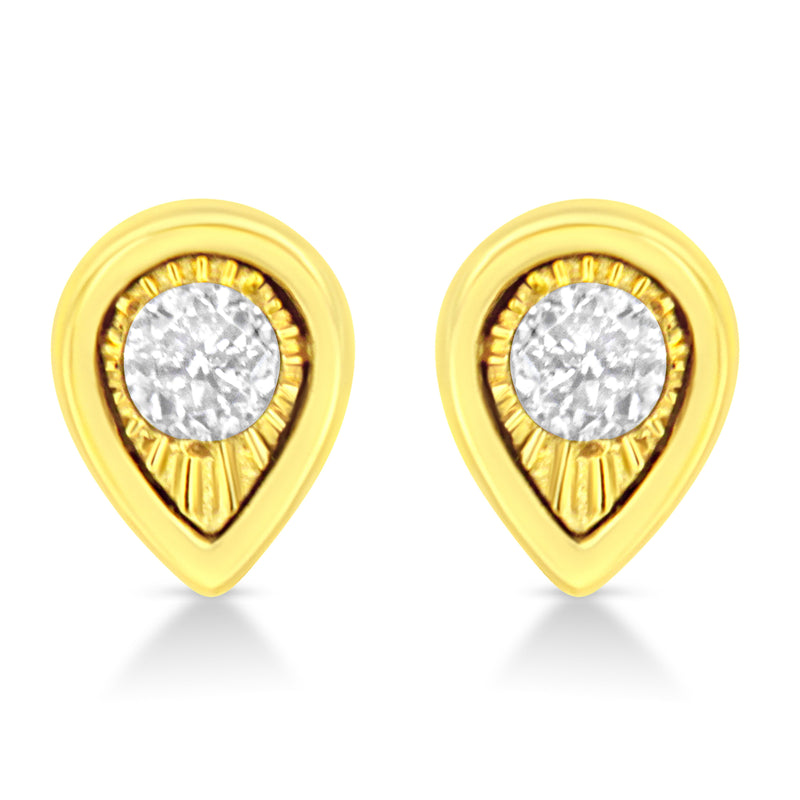 Bids.com 10K Yellow Gold Plated .925 Sterling Silver 1/10 Cttw Miracle-Set Diamond Circle Shape Stud Earrings (K-L Color, I2-I3 Clarity) Earrings White Smoke Yellow.Sterling Silver / 0.1 / Pear Shape