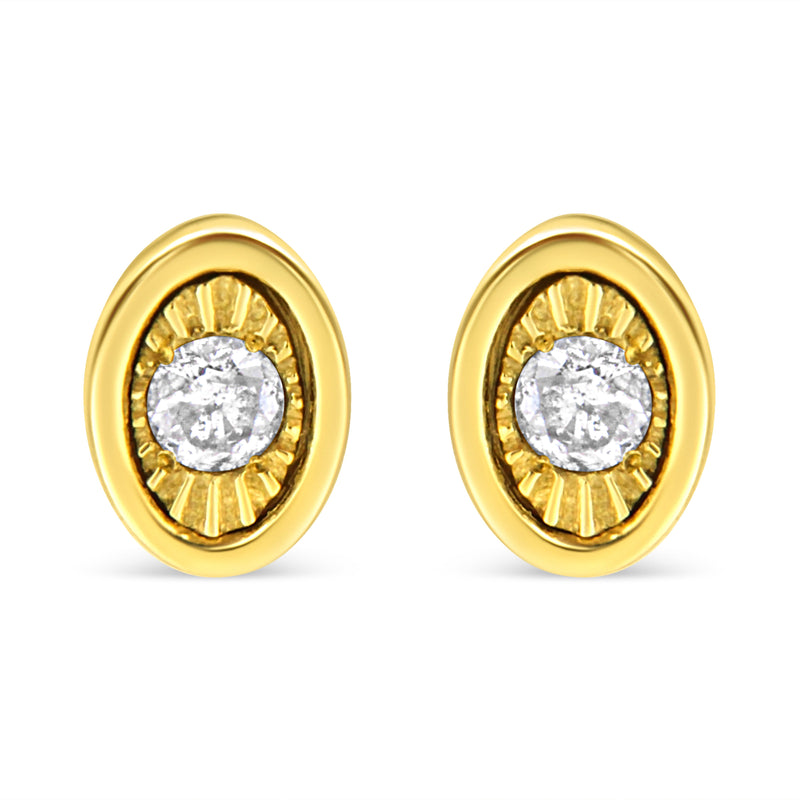 Bids.com 10K Yellow Gold Plated .925 Sterling Silver 1/10 Cttw Miracle-Set Diamond Circle Shape Stud Earrings (K-L Color, I2-I3 Clarity) Earrings White Smoke Yellow.Sterling Silver / 0.1 / Oval Shape