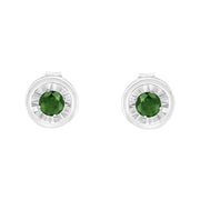 Bids.com .925 Sterling Silver 1/4 Cttw Round Brilliant-Cut Green Diamond Miracle-Set Stud Earrings (Fancy Color-Enhanced, I1-I2 Clarity) Earrings White Smoke White.Sterling Silver / 0.25