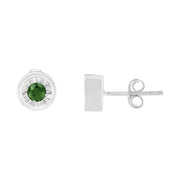 Bids.com .925 Sterling Silver 1/4 Cttw Round Brilliant-Cut Green Diamond Miracle-Set Stud Earrings (Fancy Color-Enhanced, I1-I2 Clarity) Earrings White Smoke White.Sterling Silver / 0.25