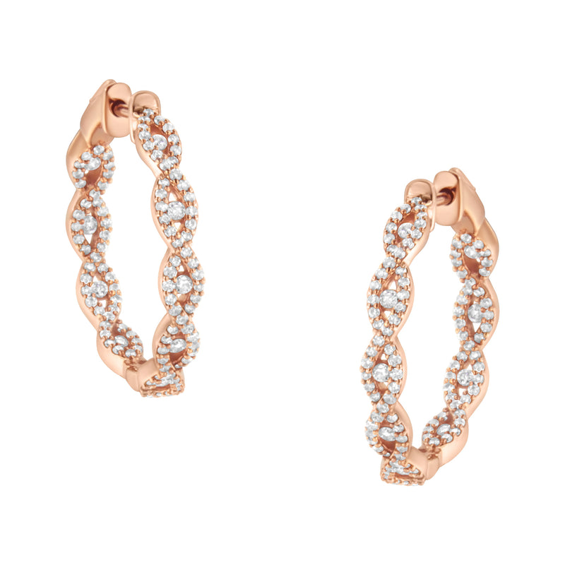 Bids.com 10K Rose Gold Diamond Hoop Earring (1 cttw, H-I Color, I1-I2 Clarity) Earrings White Smoke Rose.Gold / 1.1