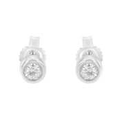 Bids.com 10K White Gold 0.15 Cttw Round Brilliant-Cut Near Colorless Diamond Bezel-Set Stud Earrings (H-I Color, I1-I2 Clarity) Earrings White Smoke Yellow.Gold,White.Gold,10k Yellow Gold