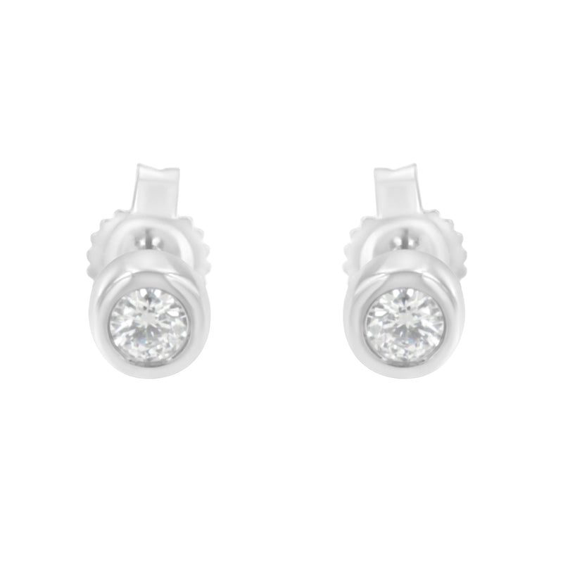 Bids.com 10K White Gold 0.15 Cttw Round Brilliant-Cut Near Colorless Diamond Bezel-Set Stud Earrings (H-I Color, I1-I2 Clarity) Earrings White Smoke Yellow.Gold,White.Gold,10k Yellow Gold