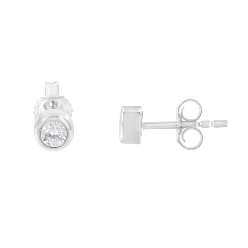 Bids.com 10K White Gold 1/5 Cttw Round Brilliant-Cut Near Colorless Diamond Bezel-Set Stud Earrings (H-I Color, I1-I2 Clarity) Earrings White Smoke Yellow.Gold,White.Gold,10k Yellow Gold