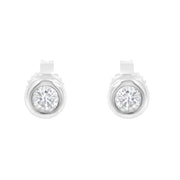 Bids.com 10K White Gold 1/4 Cttw Round Brilliant-Cut Near Colorless Diamond Bezel-Set Stud Earrings (H-I Color, I1-I2 Clarity) Earrings White Smoke Yellow.Gold,White.Gold,10k Rose Gold