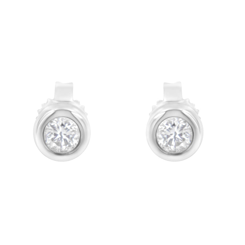 Bids.com 10K White Gold 1/4 Cttw Round Brilliant-Cut Near Colorless Diamond Bezel-Set Stud Earrings (H-I Color, I1-I2 Clarity) Earrings White Smoke Yellow.Gold,White.Gold,10k Rose Gold