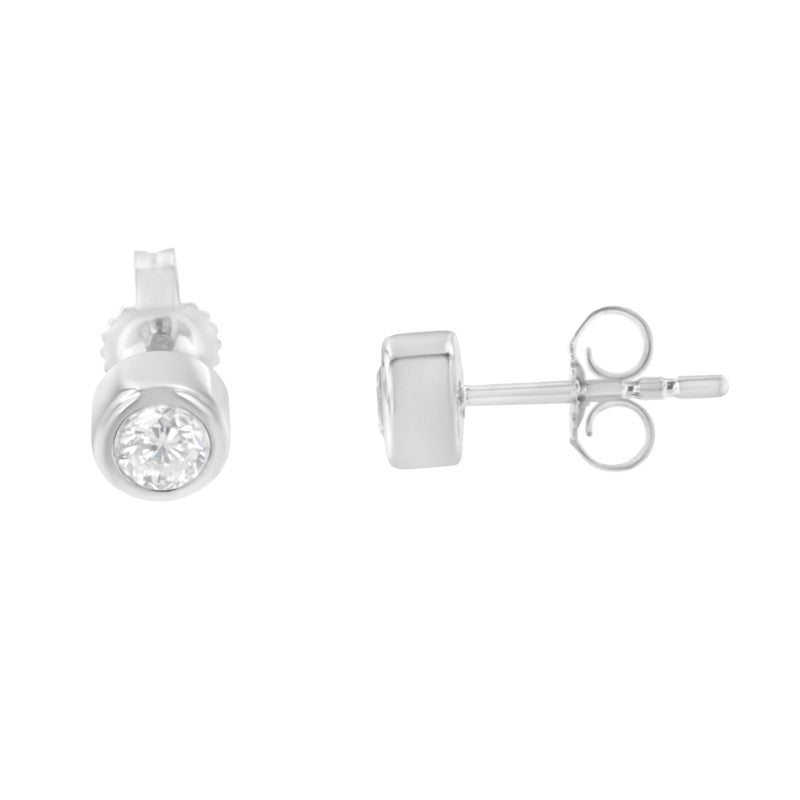 Bids.com 10K White Gold 0.30 Cttw Round Brilliant-Cut Near Colorless Diamond Bezel-Set Stud Earrings (H-I Color, I1-I2 Clarity) Earrings White Smoke Yellow.Gold,White.Gold,10k Rose Gold