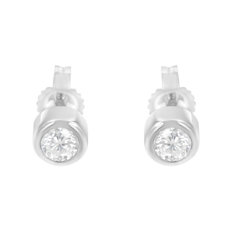 Bids.com 10K White Gold 0.30 Cttw Round Brilliant-Cut Near Colorless Diamond Bezel-Set Stud Earrings (H-I Color, I1-I2 Clarity) Earrings White Smoke Yellow.Gold,White.Gold,10k Rose Gold