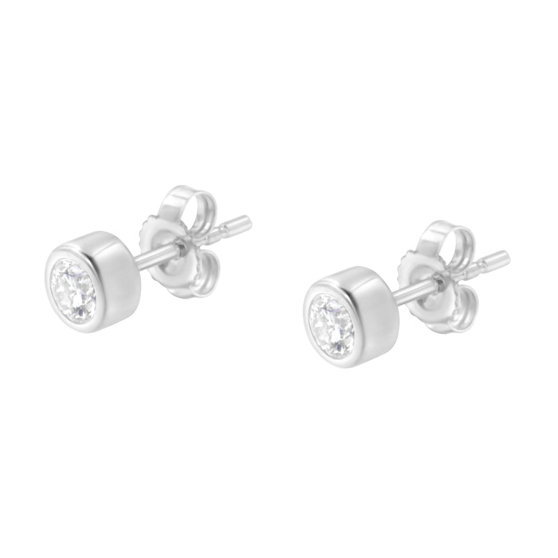Bids.com 10K White Gold 0.30 Cttw Round Brilliant-Cut Near Colorless Diamond Bezel-Set Stud Earrings (H-I Color, I1-I2 Clarity) Earrings White Smoke Yellow.Gold,White.Gold,10k Rose Gold
