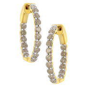 Bids.com 10K Yellow Gold Plated Sterling Silver Diamond Hoop Earrings (2 cttw, K-L Color, I2-I3 Clarity) Earrings White Smoke Yellow.Sterling Silver / 2