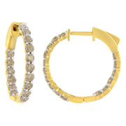 Bids.com 10K Yellow Gold Plated Sterling Silver Diamond Hoop Earrings (2 cttw, K-L Color, I2-I3 Clarity) Earrings White Smoke Yellow.Sterling Silver / 2