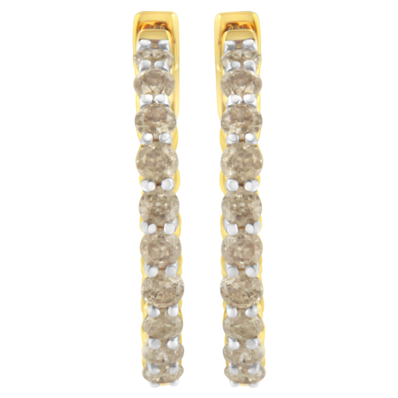 Bids.com 10K Yellow Gold Plated Sterling Silver Diamond Hoop Earrings (2 cttw, K-L Color, I2-I3 Clarity) Earrings White Smoke Yellow.Sterling Silver / 2