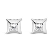 Bids.com 10K White Gold 1/2 Cttw Invisible Set Princess-Cut Diamond Stud Earrings (H-I Color, SI2-I1 Clarity) Earrings White Smoke White.Gold / 0.5151
