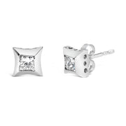 Bids.com 10K White Gold 1/2 Cttw Invisible Set Princess-Cut Diamond Stud Earrings (H-I Color, SI2-I1 Clarity) Earrings White Smoke White.Gold / 0.5151