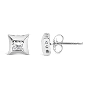 Bids.com 10K White Gold 1/2 Cttw Invisible Set Princess-Cut Diamond Stud Earrings (H-I Color, SI2-I1 Clarity) Earrings White Smoke White.Gold / 0.5151
