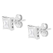 Bids.com 10K White Gold 1/2 Cttw Invisible Set Princess-Cut Diamond Stud Earrings (H-I Color, SI2-I1 Clarity) Earrings White Smoke White.Gold / 0.5151