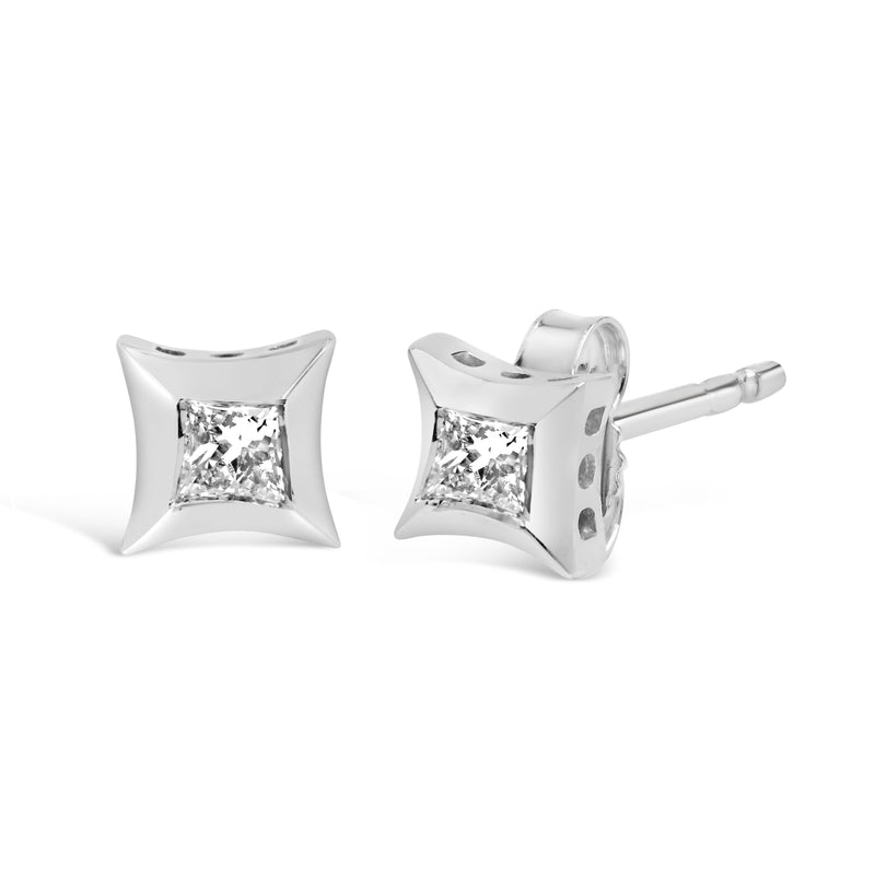 Bids.com 10K White Gold 1/5 Cttw Invisible Set Princess-Cut Diamond Stud Earrings (H-I Color, SI2-I1 Clarity) Earrings White Smoke White.Gold / 0.2,Yellow.Gold / 0.2