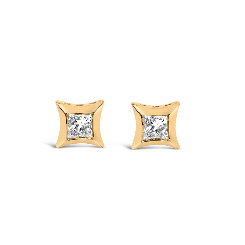 Bids.com 10K White Gold 1/5 Cttw Invisible Set Princess-Cut Diamond Stud Earrings (H-I Color, SI2-I1 Clarity) Earrings White Smoke Yellow.Gold / 0.2