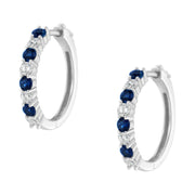 Bids.com 10K White Gold, Â½ Cttw Diamond, & Â½ Cttw Lab-Grown Blue Sapphire Leverback Hoop Earrings (H-I Color, I1-I2 Clarity) Earrings White Smoke White.Gold / 0.48,White.Gold / 0.49