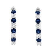 Bids.com 10K White Gold, Â½ Cttw Diamond, & Â½ Cttw Lab-Grown Blue Sapphire Leverback Hoop Earrings (H-I Color, I1-I2 Clarity) Earrings White Smoke White.Gold / 0.48,White.Gold / 0.49