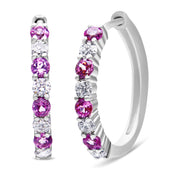 Bids.com 10K White Gold, Â½ Cttw Diamond, & Â½ Cttw Lab-Grown Blue Sapphire Leverback Hoop Earrings (H-I Color, I1-I2 Clarity) Earrings White Smoke White.Gold / 0.49