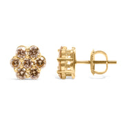 Bids.com 14K Yellow Gold 1.0 Cttw Diamond Floral Stud Earrings (J-K Color, VS2-SI1 Clarity) Earrings White Smoke Yellow.Gold / 1