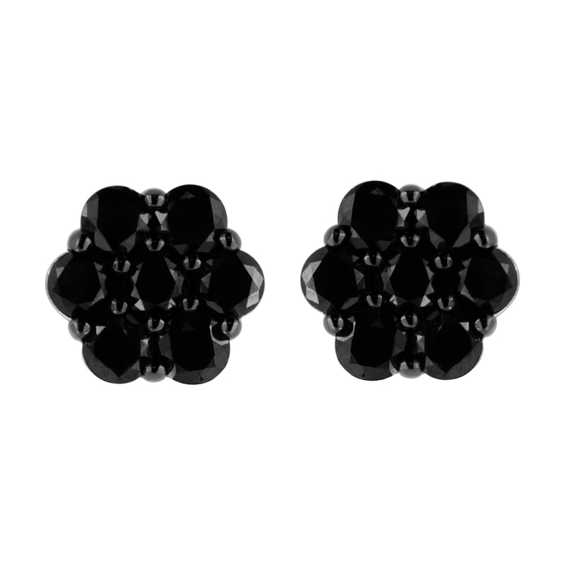 Bids.com .925 Sterling Silver 1/4 Cttw Treated Yellow Diamond Floral Stud Earrings (Yellow Color, I1-I2 Clarity) Earrings Black White.Sterling Silver / 4 / Black Diamond,White.Sterling Silver / 2 / Black Diamond,White.Sterling Silver / 0.5 / Black Diamond