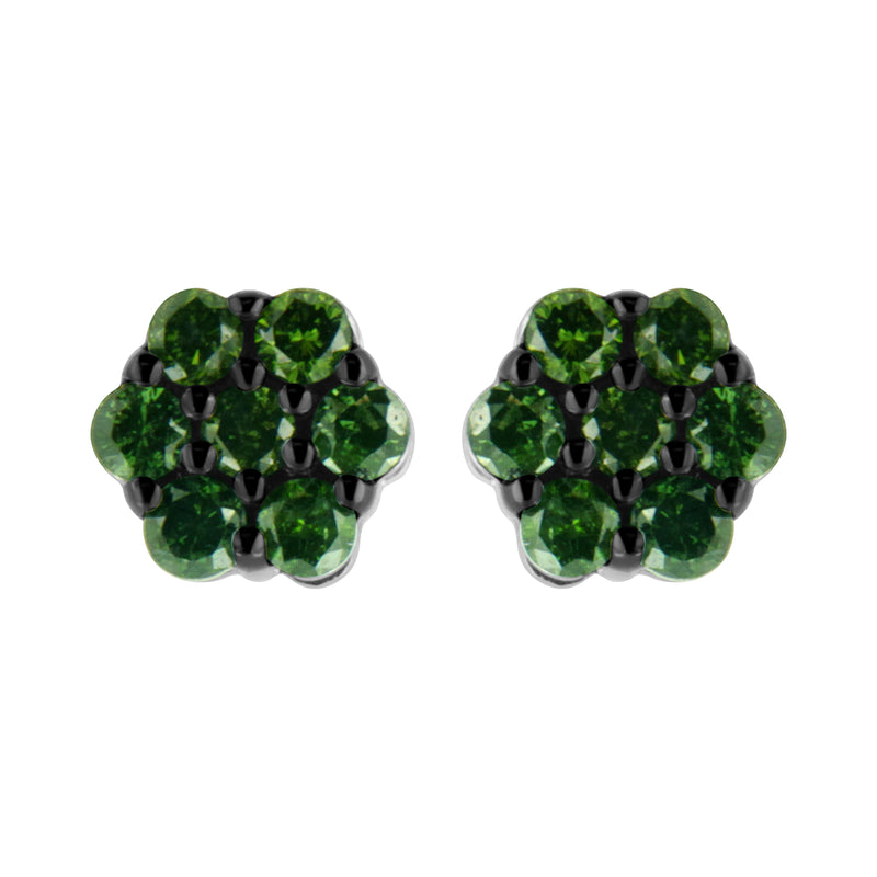 Bids.com .925 Sterling Silver 1/4 Cttw Treated Yellow Diamond Floral Stud Earrings (Yellow Color, I1-I2 Clarity) Earrings White Smoke White.Sterling Silver / 1 / Green Diamond,White.Sterling Silver / 0.5 / Green Diamond,White.Sterling Silver / 2 / Green Diamond,White.Sterling Silver / 4.3 / Green Diamond