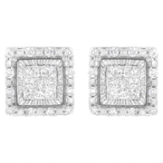 Bids.com 10K White Gold 1/2 cttw Invisible Set Princess-Cut Diamond Square Stud Earring (I-J Color, I1-I2 Clarity) Earrings Light Gray White.Gold / 0.5