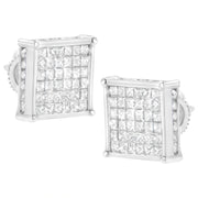 Bids.com 10K White Gold 2ct TDW Princess-Cut Composite Diamond Stud Earring (I-J ,I2-I3) Earrings White Smoke White.Gold / 2