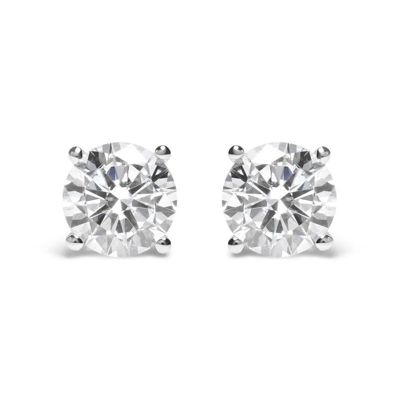 Bids.com IGI Certified 14K White Gold 5.00 Cttw Round Brilliant-Cut Lab Grown Diamond Classic 4-Prong Stud Earrings with Screw Backs (F-G Color, SI1 Clarity) Earrings White Smoke White.Gold / 5