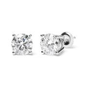 Bids.com IGI Certified 14K White Gold 5.00 Cttw Round Brilliant-Cut Lab Grown Diamond Classic 4-Prong Stud Earrings with Screw Backs (F-G Color, SI1 Clarity) Earrings White Smoke White.Gold / 5
