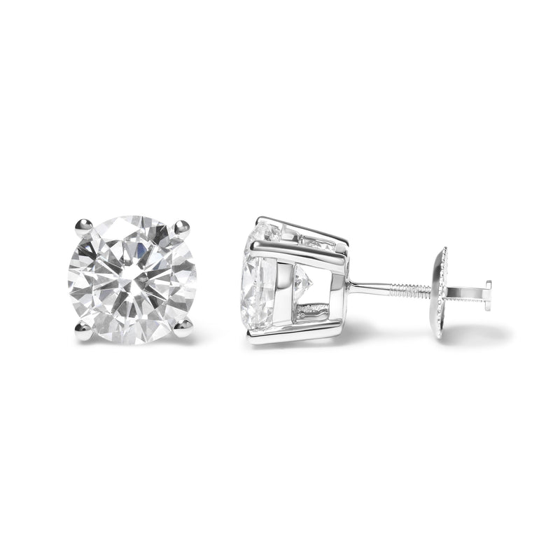 Bids.com IGI Certified 14K White Gold 5.00 Cttw Round Brilliant-Cut Lab Grown Diamond Classic 4-Prong Stud Earrings with Screw Backs (F-G Color, SI1 Clarity) Earrings White Smoke White.Gold / 5