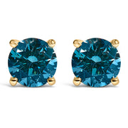 Bids.com 14K White Gold 1.00 Cttw Blue Lab Grown Diamond Stud Earrings with Screw Backs Earrings White Smoke Yellow.Gold / 3