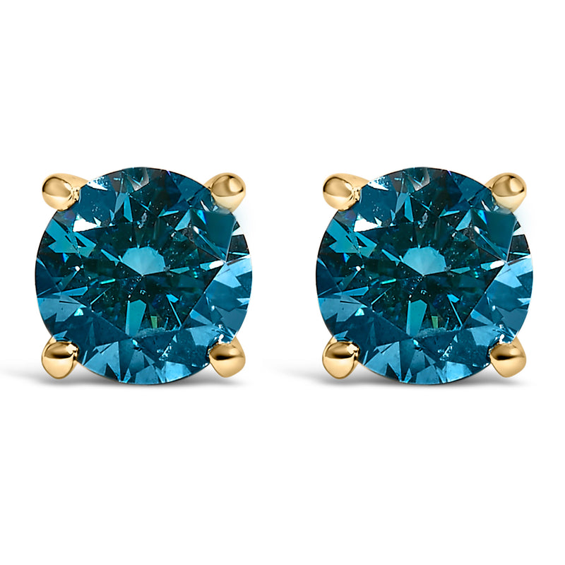 Bids.com 14K White Gold 1.00 Cttw Blue Lab Grown Diamond Stud Earrings with Screw Backs Earrings White Smoke Yellow.Gold / 3