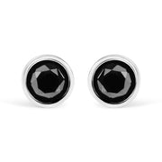 Bids.com .925 Sterling Silver 4.00 Cttw Round Brilliant-Cut Black Diamond Bezel-Set Stud Earrings with Screw Backs (Fancy Color-Enhanced, I2-I3 Clarity) Earrings White Smoke White.Sterling Silver / 1