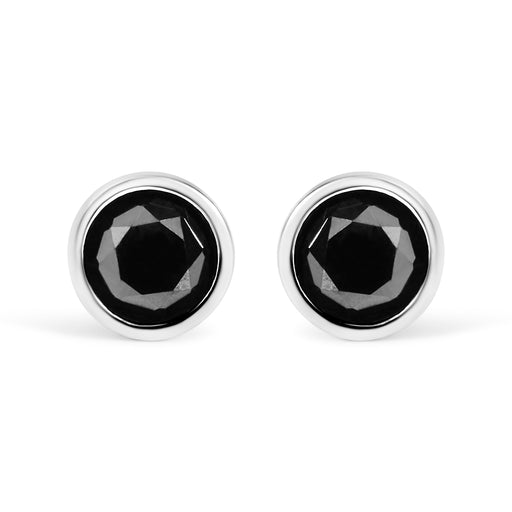 Bids.com .925 Sterling Silver 4.00 Cttw Round Brilliant-Cut Black Diamond Bezel-Set Stud Earrings with Screw Backs (Fancy Color-Enhanced, I2-I3 Clarity) Earrings White Smoke White.Sterling Silver / 4,White.Sterling Silver / 3,White.Sterling Silver / 2,White.Sterling Silver / 1.5,White.Sterling Silver / 1