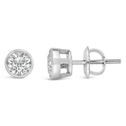 Bids.com 14K White Gold 1.0 Cttw Lab Grown Diamond Screw-Back Classic Bezel Solitaire Stud Earrings (G-H Color, VS2-SI1 Clarity) Earrings White Smoke White.Gold / 2,Yellow.Gold / 1