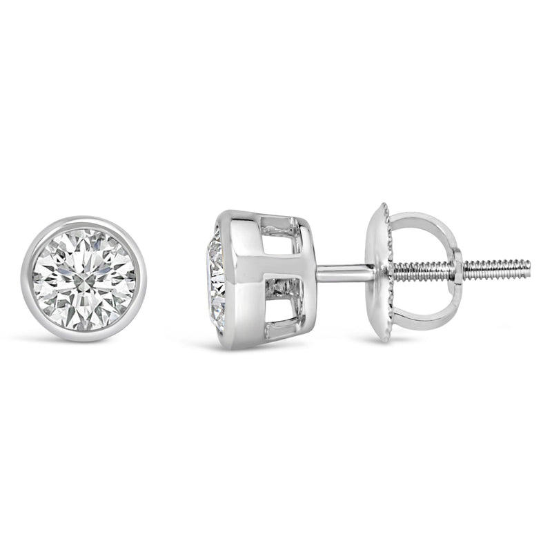 Bids.com 14K White Gold 1.0 Cttw Lab Grown Diamond Screw-Back Classic Bezel Solitaire Stud Earrings (G-H Color, VS2-SI1 Clarity) Earrings White Smoke White.Gold / 2,Yellow.Gold / 1