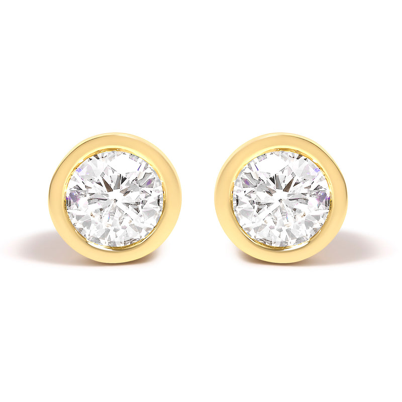 Bids.com 14K White Gold 1.0 Cttw Lab Grown Diamond Screw-Back Classic Bezel Solitaire Stud Earrings (G-H Color, VS2-SI1 Clarity) Earrings White Smoke Yellow.Gold / 1