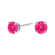 Bids.com 10K White Gold 1/2 Cttw Lab Created Round Brilliant Cut Pink Diamond Classic 4-Prong Solitaire Stud Earrings (Fancy Pink Color, VVS2-VS1 Clarity) Earrings White Smoke White.Gold / 0.5