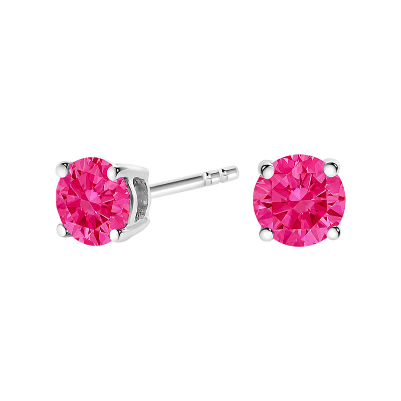 Bids.com 10K White Gold 1/2 Cttw Lab Created Round Brilliant Cut Pink Diamond Classic 4-Prong Solitaire Stud Earrings (Fancy Pink Color, VVS2-VS1 Clarity) Earrings White Smoke White.Gold / 0.5