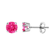 Bids.com 10K White Gold 1/2 Cttw Lab Created Round Brilliant Cut Pink Diamond Classic 4-Prong Solitaire Stud Earrings (Fancy Pink Color, VVS2-VS1 Clarity) Earrings White Smoke White.Gold / 0.5