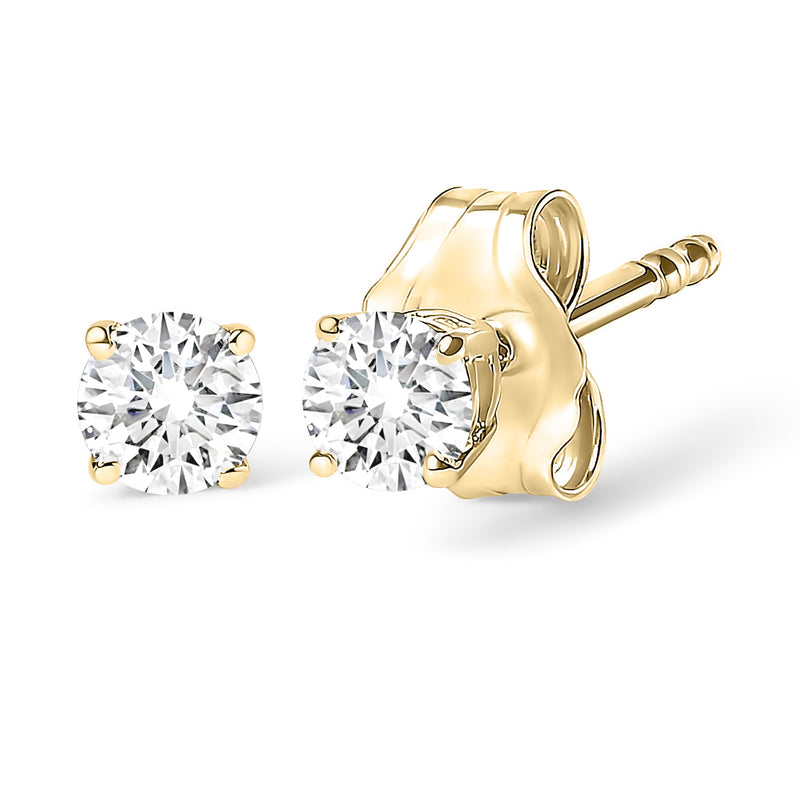 Bids.com 14K White Gold 1/2 Cttw Round Lab Grown Diamond Solitaire Stud Earrings Earrings White Smoke Yellow.Gold / 0.5
