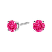Bids.com 14K White Gold 1.0 Cttw Round Brilliant Cut Lab Grown Pink Diamond 4-Prong Classic Solitaire Earrings (Pink Color, VVS2-VS1 Clarity) Earrings White Smoke White.Gold / 1
