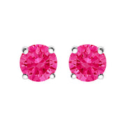 Bids.com 10K White Gold 1.0 Cttw Lab Created Round Brilliant Cut Pink Diamond Classic 4-Prong Solitaire Stud Earrings (Fancy Pink Color, VVS2-VS1 Clarity) Earrings White Smoke White.Gold / 1