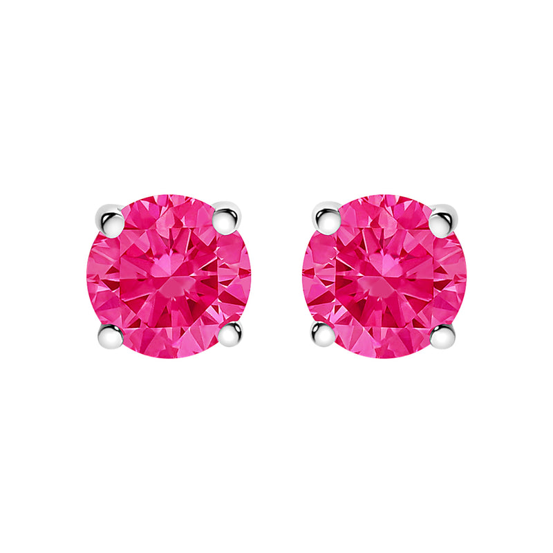 Bids.com 10K White Gold 1.0 Cttw Lab Created Round Brilliant Cut Pink Diamond Classic 4-Prong Solitaire Stud Earrings (Fancy Pink Color, VVS2-VS1 Clarity) Earrings White Smoke White.Gold / 1